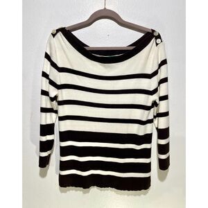 Lauren Ralph Lauren sweater classic coastal black stripes casual women XL